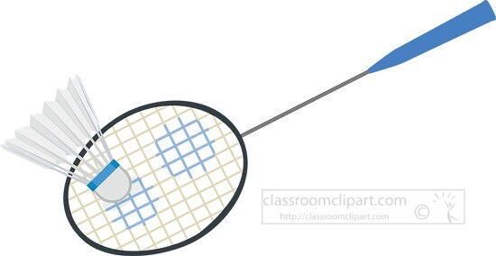single badminton racquet with shuttlecock clipart