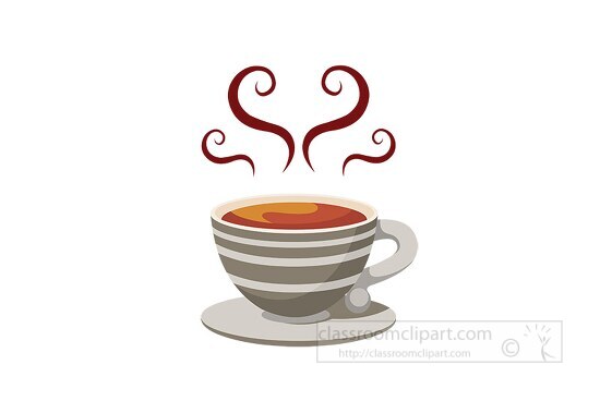 single cup of steamy latte coffee vector style clipart