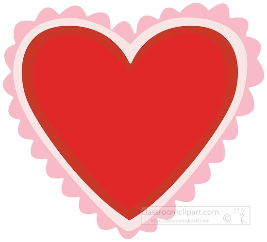 single red heart with pink trim clipart