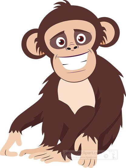 sitting chimpanzee showing wide smile vector clipart
