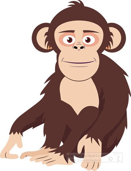 sitting smiling chimpanzee sitting vector clipart