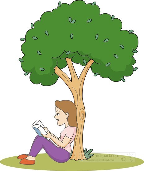sitting under a tree reading clipart