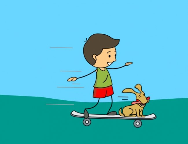 Animal Animated Clipart-skateboarder with dog animation 2