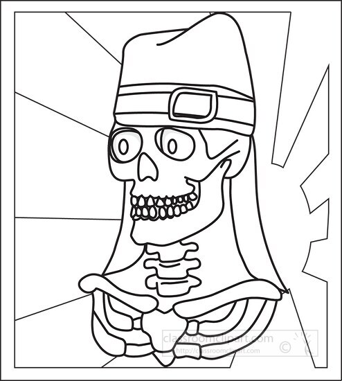 skeleton skull halloween hat outline 19
