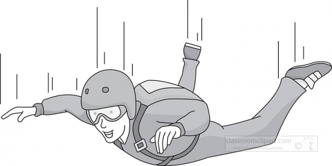 skydiver clipart grayscale