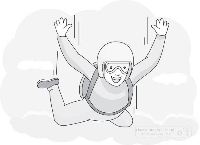 skydiving clipart grayscale