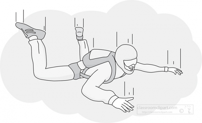 skydiving grayscale clipart