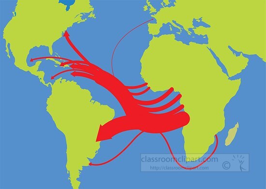 slave trade map from africa to north south america clipart 125