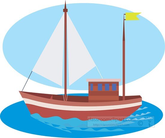 small wooden sail boat clipart
