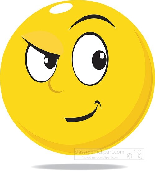 smiley face character suspicious expression clipart