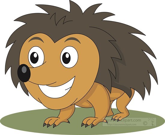 smiling cartoon style porcupine clipart