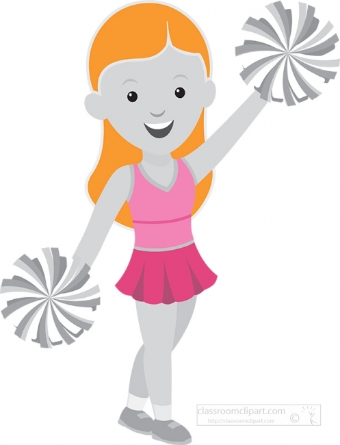 smiling cheerleader in pink outfits gray color