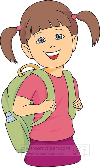 School Clipart-smiling girl with school bag clipart