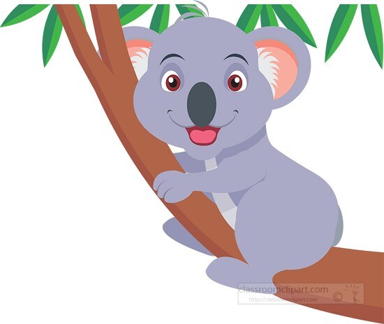 smiling koala in tree clipart