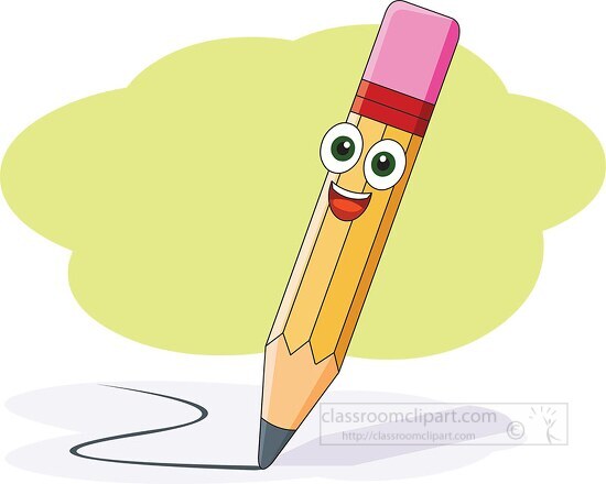 smiling pencil cartoon character clipart