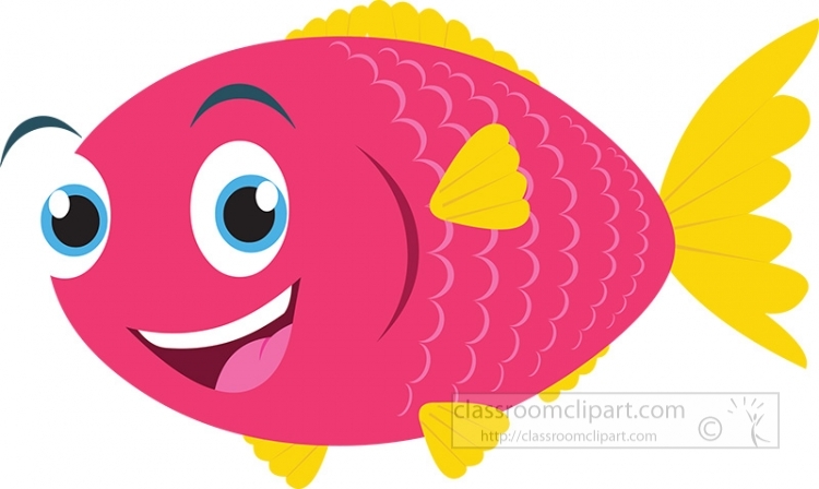 Marine Life Clipart-smiling pink yellow colorful fish clipart