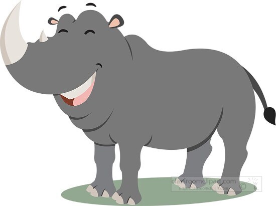 smiling rhinoceros cartoon clipart