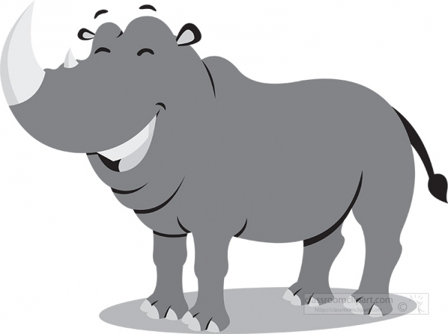 smiling rhinoceros cartoon gray color