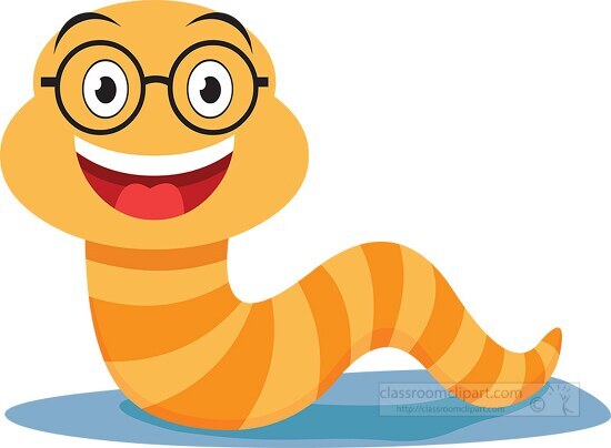 Insect Clipart-smiling worm wearing glasses clipart