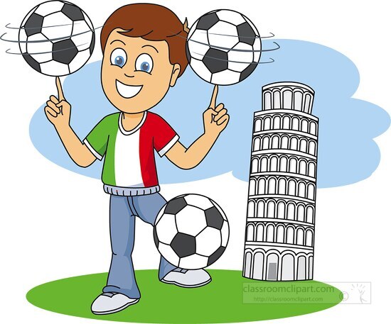 Soccer Ball Player in front of leaning Tower of Pisa