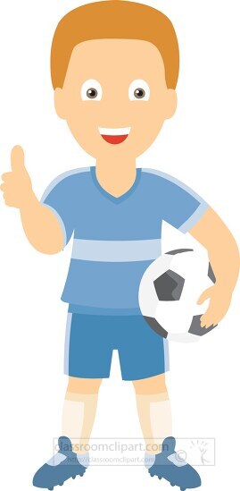 soccer playing with thumbs up no line clipart