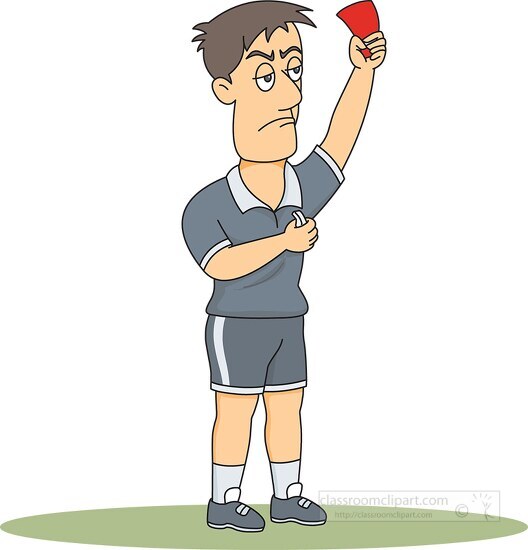 soccer refree with red flag clipart