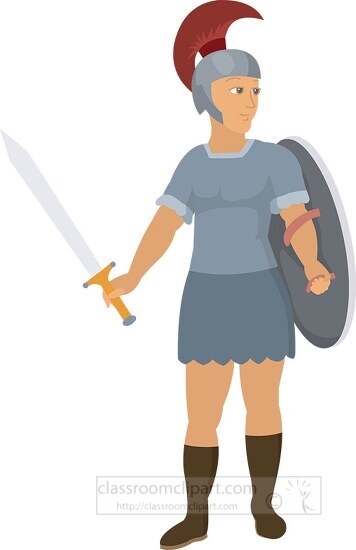 soldier uniform sword shield ancient rome clipart