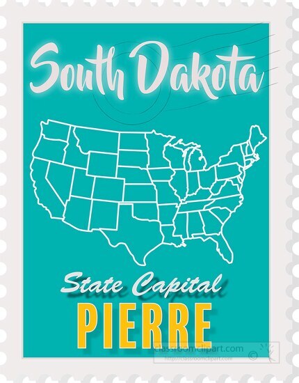 south dakota state map stamp clipart