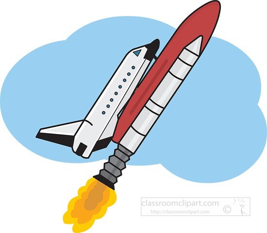 space shuttle taking off with rocket clipart