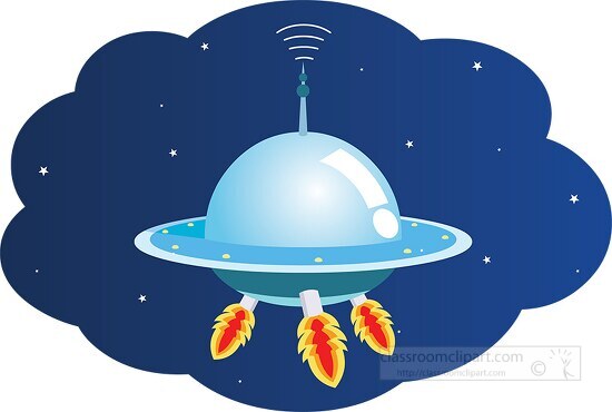 spacecraft ufo in the sky clipart