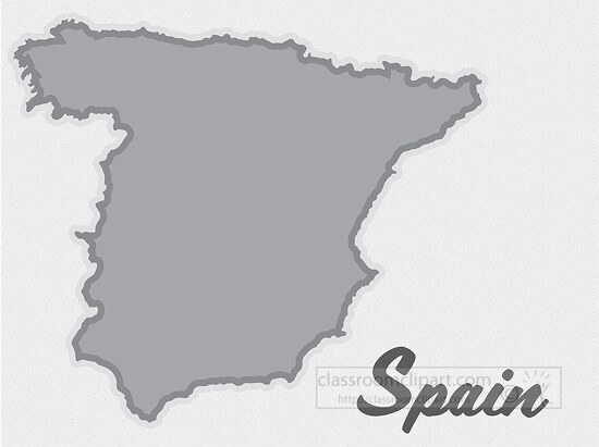 spain country map gray clipart