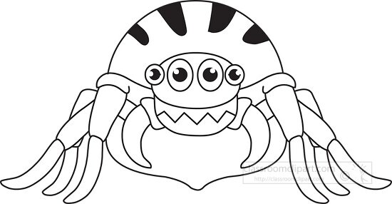 spider cartoon clipart black white outline