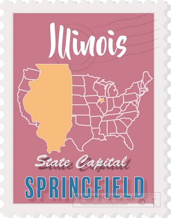 springfield illinois state map stamp clipart