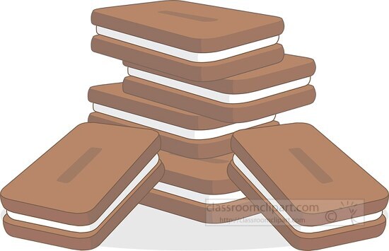 square chocolate cookie wafers cream in center clipart 0712