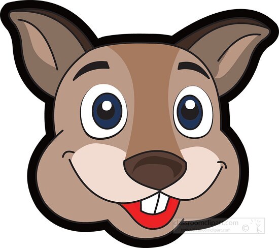 squirrel face cartoon style with big eyes clipart