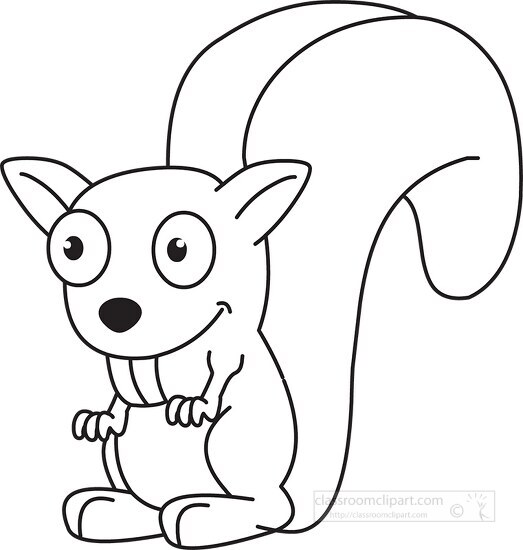 squirrel with two large teeth black outline clipart