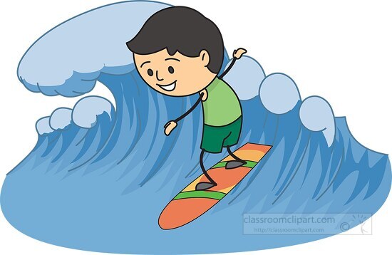 sstick figure surfer riding a large waveclipart
