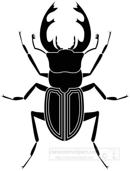 stag beetle insect black white silhouette clipart 818