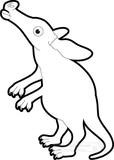 standing aardvark animal black white outline vector clipart imag