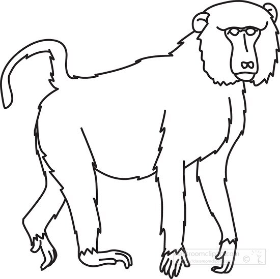 standing baboon outline clipart
