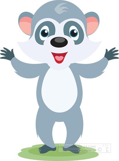 standing smiling cartoon character raccoon clipart