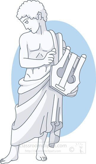 statue greek god holding musical instrument