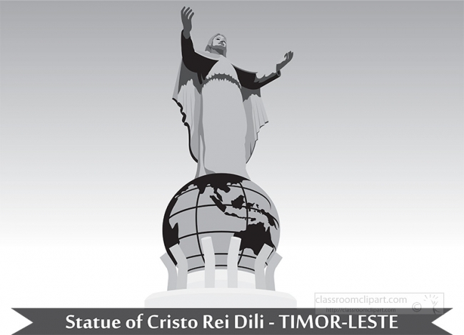 statue of cristo rei of dili timor leste gray clipart