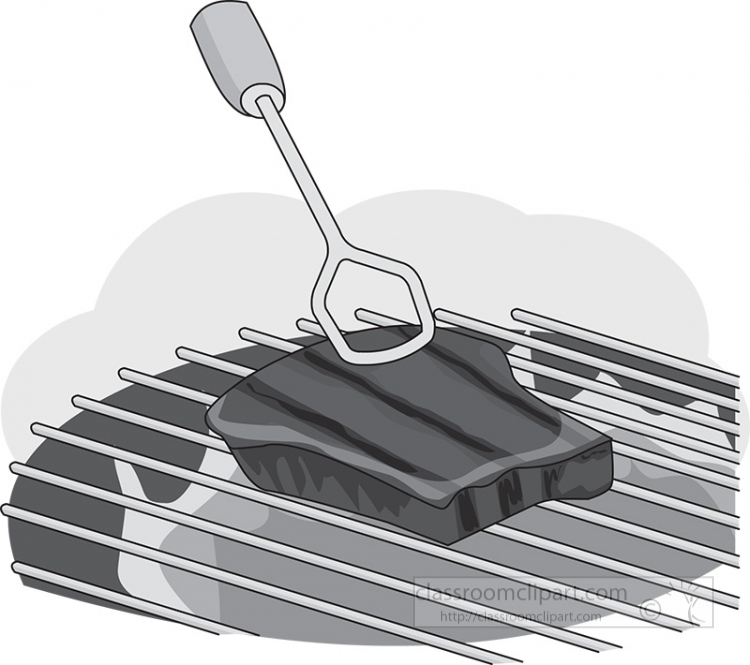 steak on a grill barbecue gray clipart
