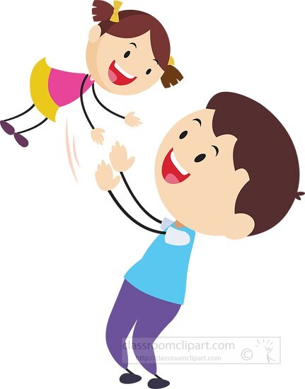stick figure father playing with child baby girl clipart