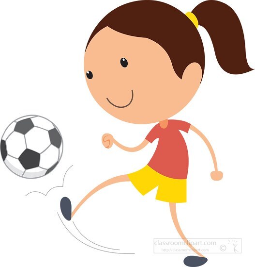 stick figure girl kicking soccer ball clipart