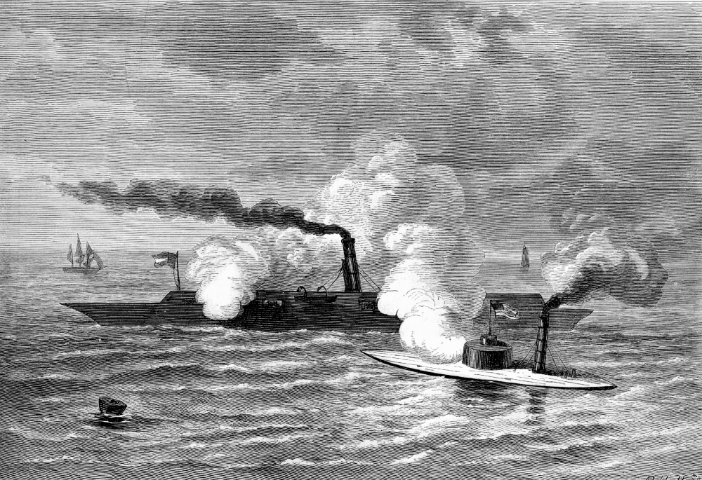 attack of the monitor on the merrimack 1580a Classroom Clip Art