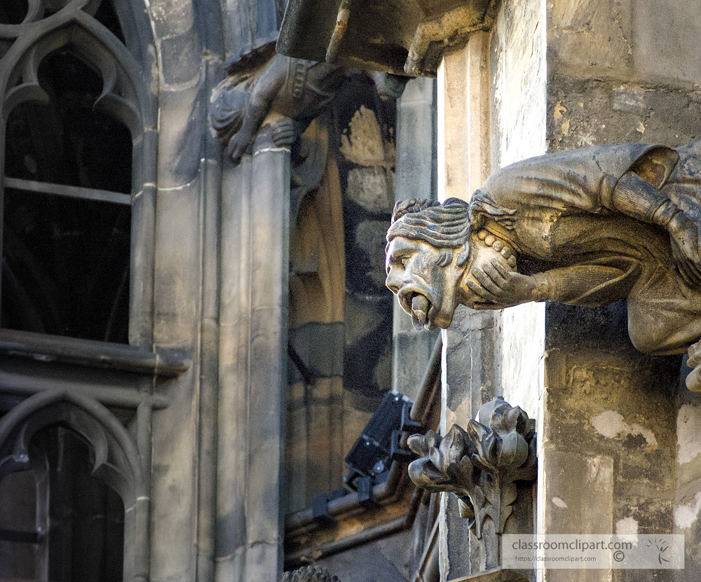 gargoyle in front of cathedral - Classroom Clip Art