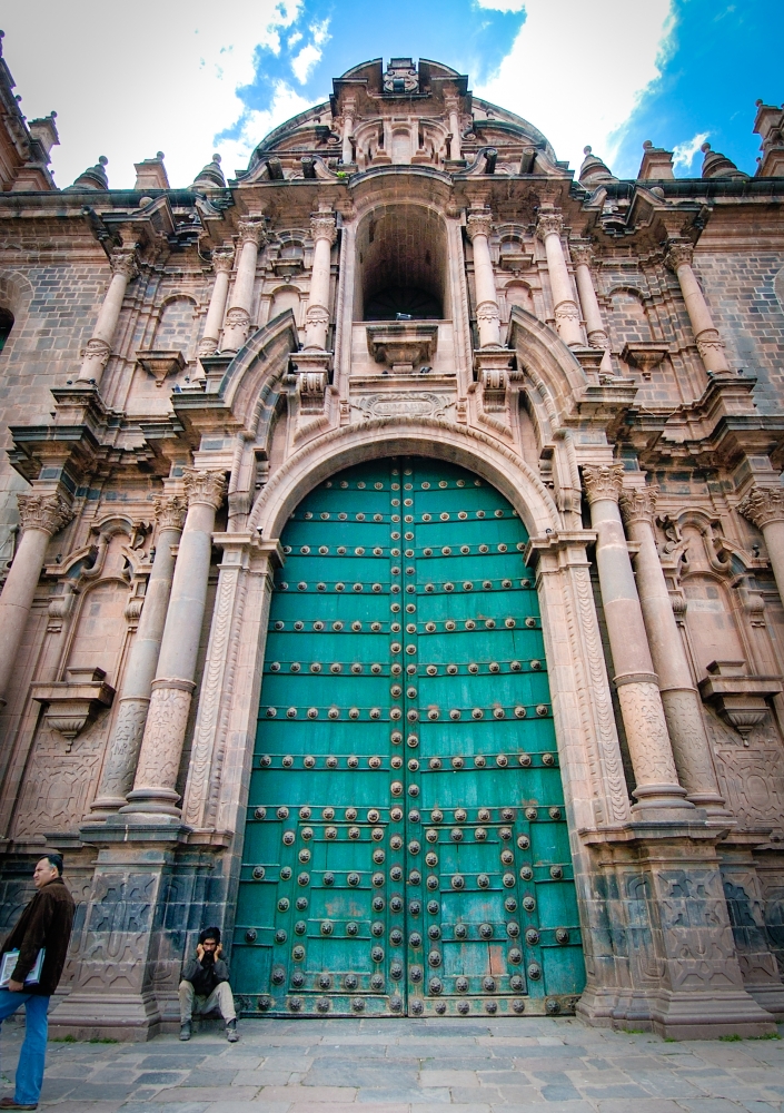 Peru-green door of cusco cathedral peru photo 005