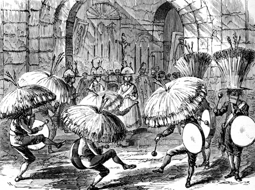 Indians Celebrating the Chuno, or Potato Festival Classroom Clip Art